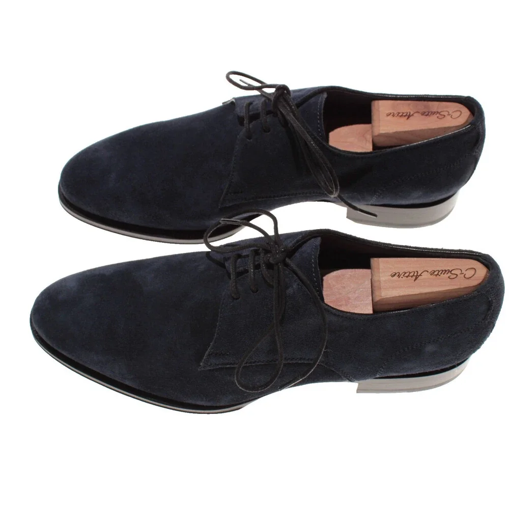 Di Bianco NWOB Lace Up Derby Dress Shoes Size 10 US in Dark Blue Suede